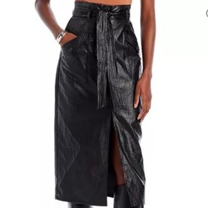 Faux Leather Belted Skirt